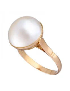 Anillo de Oro rosado Con diseño y Perla sintética