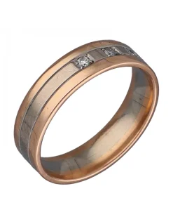 Anillo de Oro rosado y blanco 18K con diseño y Brillantes