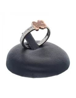 Anillo de oro rosado y blanco 18 K Con diseño Tous y circonitas