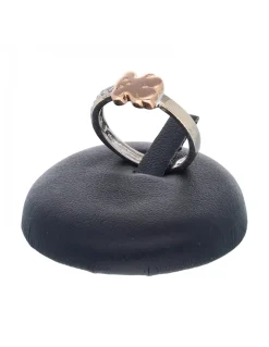 Anillo de oro rosado y blanco 18 K Con diseño Tous y circonitas