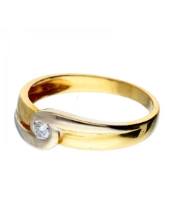 Anillo de oro y oro blanco 18 kl con diamante