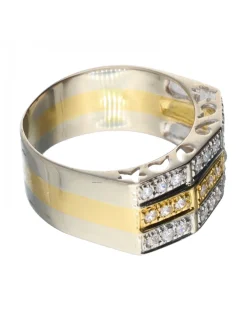 Anillo de oro y oro blanco 18 kl con zirconitas
