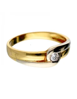 Anillo de oro y oro blanco 18 kl con diamante