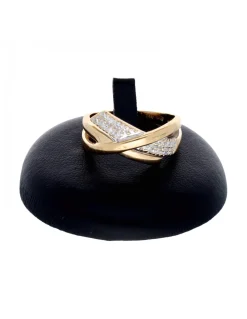 Anillo entrelazado con zirconitas oro amarillo 18kl