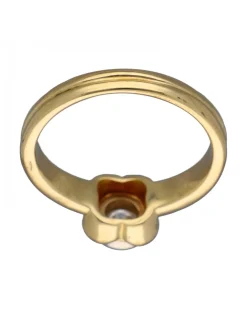 Anillo Solitario de Oro amarillo con diseño de Flor y Brillante