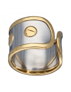 Anillo Tornillos de Oro amarillo y Acero, diseño abierto