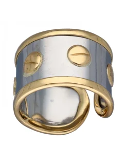 Anillo Tornillos de Oro amarillo y Acero, diseño abierto