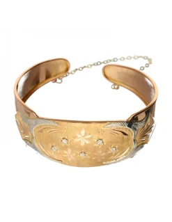 Brazalete ancho con diseño oro amarillo 18kl