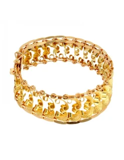 Brazalete ancho con diseño oro amarillo 18kl