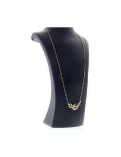 Cadena con colgante de Oro amarillo, con diseño de eslabones forzados, hojas y Circonitas