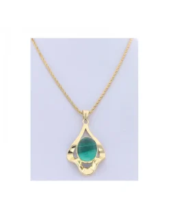 Cadena con colgante de oro amarillo 18 K con diseño y piedra sintética