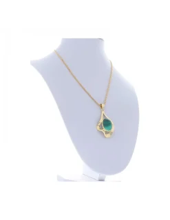 Cadena con colgante de oro amarillo 18 K con diseño y piedra sintética