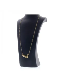 Cadena con colgante de Oro amarillo, con diseño de eslabones forzados, hojas y Circonitas