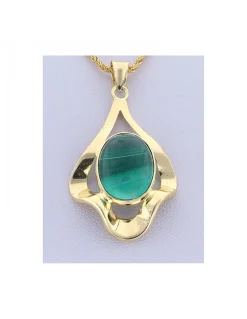 Cadena con colgante de oro amarillo 18 K con diseño y piedra sintética