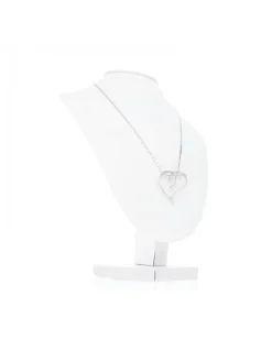 Cadena con diseño de eslabones, colgante en forma de corazón, Oro blanco 18K y Circonitas