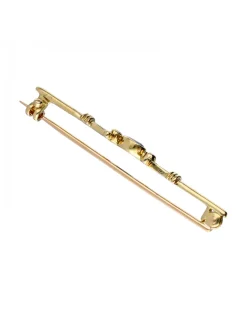 Colgante aguja de oro amarillo 18K con zafiro y brillantes