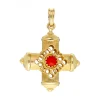 Colgante cruz con coral oro amarillo 18kl