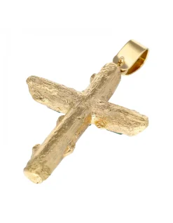 Colgante cruz con esmeraldas oro amarillo 18kl