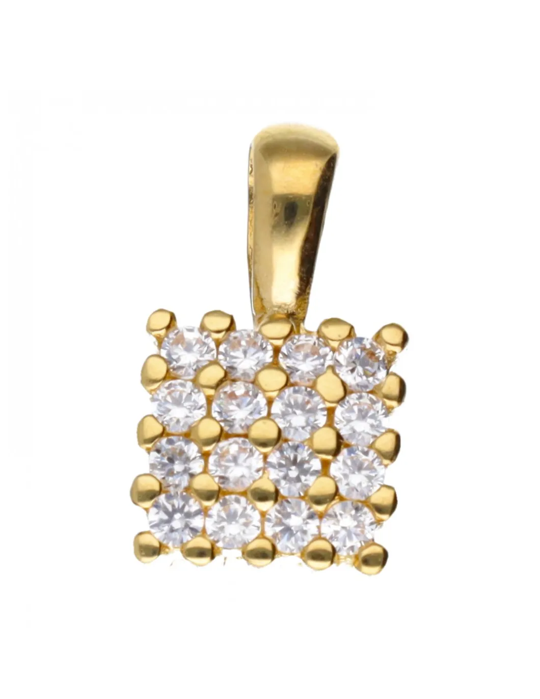 Colgante cuadrado con circonitas oro amarillo 18kl