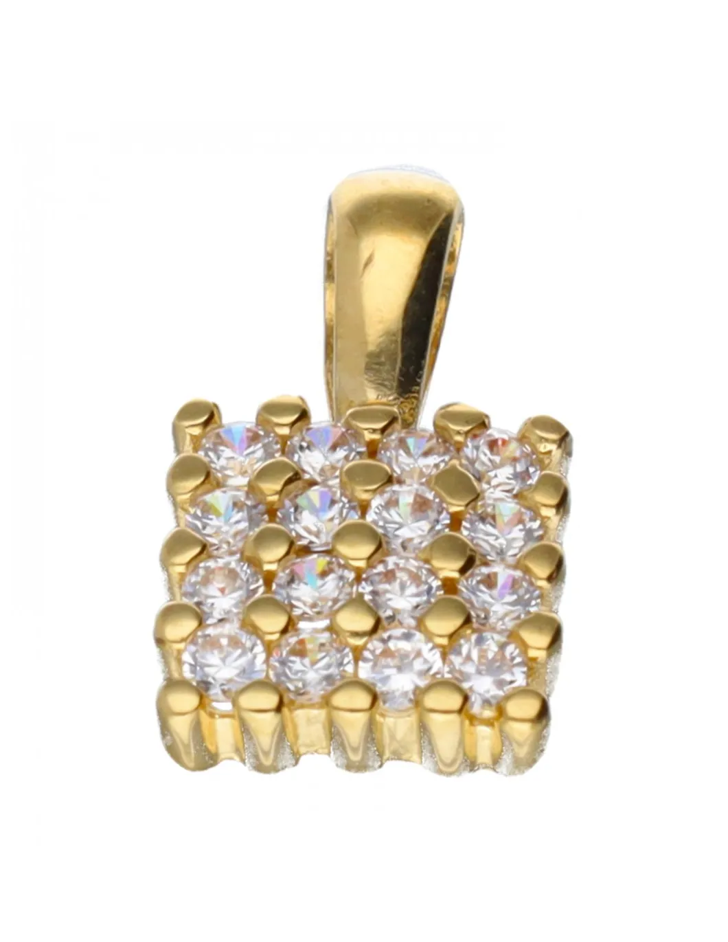 Colgante cuadrado con circonitas oro amarillo 18kl