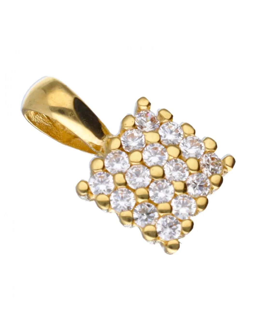 Colgante cuadrado con circonitas oro amarillo 18kl