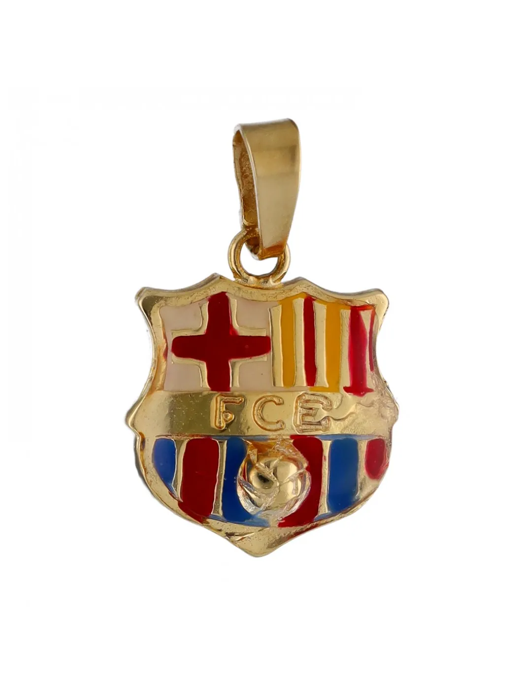 Colgante de Oro amarillo con diseño del escudo Futbol Club Barcelona Esmaltado en colores