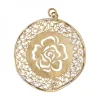 Colgante de Oro amarillo con diseño redondo y Rosa