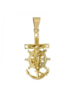 Colgante de Oro amarillo 18K con diseño de Cruz y Ancla