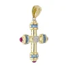 Colgante de Oro amarillo 18K con diseño de Cruz y Piedras Sintéticas