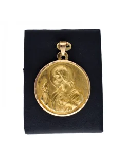 Colgante de oro amarillo 18K con diseño redondo y religioso