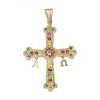 Colgante de oro amarillo 18 K con diseño de cruz y piedras sintéticas