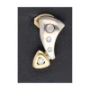 Colgante de oro amarillo y blanco 18 K con diseño y circonitas