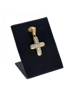 Colgante de oro amarillo 18 Kl diseño cruz con zircones circundantes