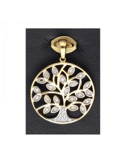 Colgante de oro amarillo 18 K con diseño árbol de la vida y circonitas