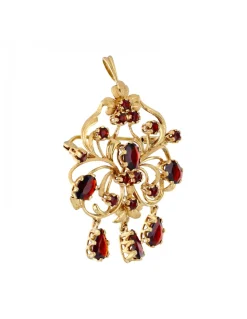 Colgante de oro amarillo 18K con diseño flor y piedras sintéticas