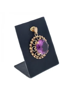 Colgante de oro amarillo 18K con diseño redondo y piedra sintética