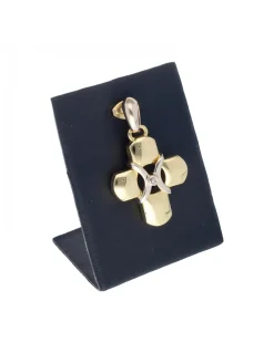 Colgante de oro amarillo 18 K con diseño de cruz y brillante