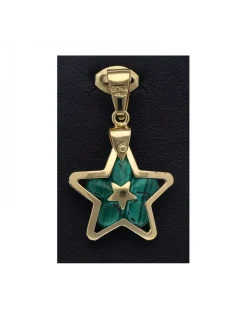 Colgante de oro amarillo 18 Kl con diseño de estrella y piedra sintética