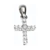 Colgante de oro blanco 18 Kl con diseño de cruz y circonitas circundantes