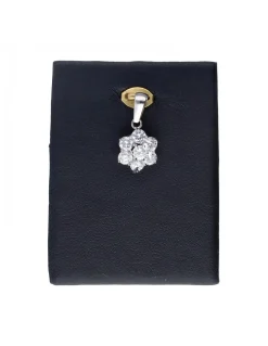 Colgante de oro blanco 18 K con diseño y circonitas