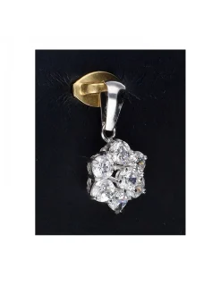 Colgante de oro blanco 18 K con diseño y circonitas