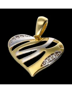 Colgante de oro zirconitas diseño corazón