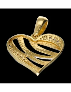 Colgante de oro zirconitas diseño corazón