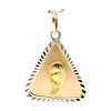 Colgante oro amarillo 18kl, con diseño triangular y Virgen