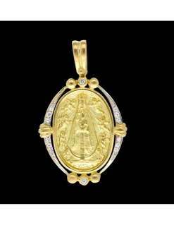 Colgante religioso con zirconitas oro amarillo 18kl