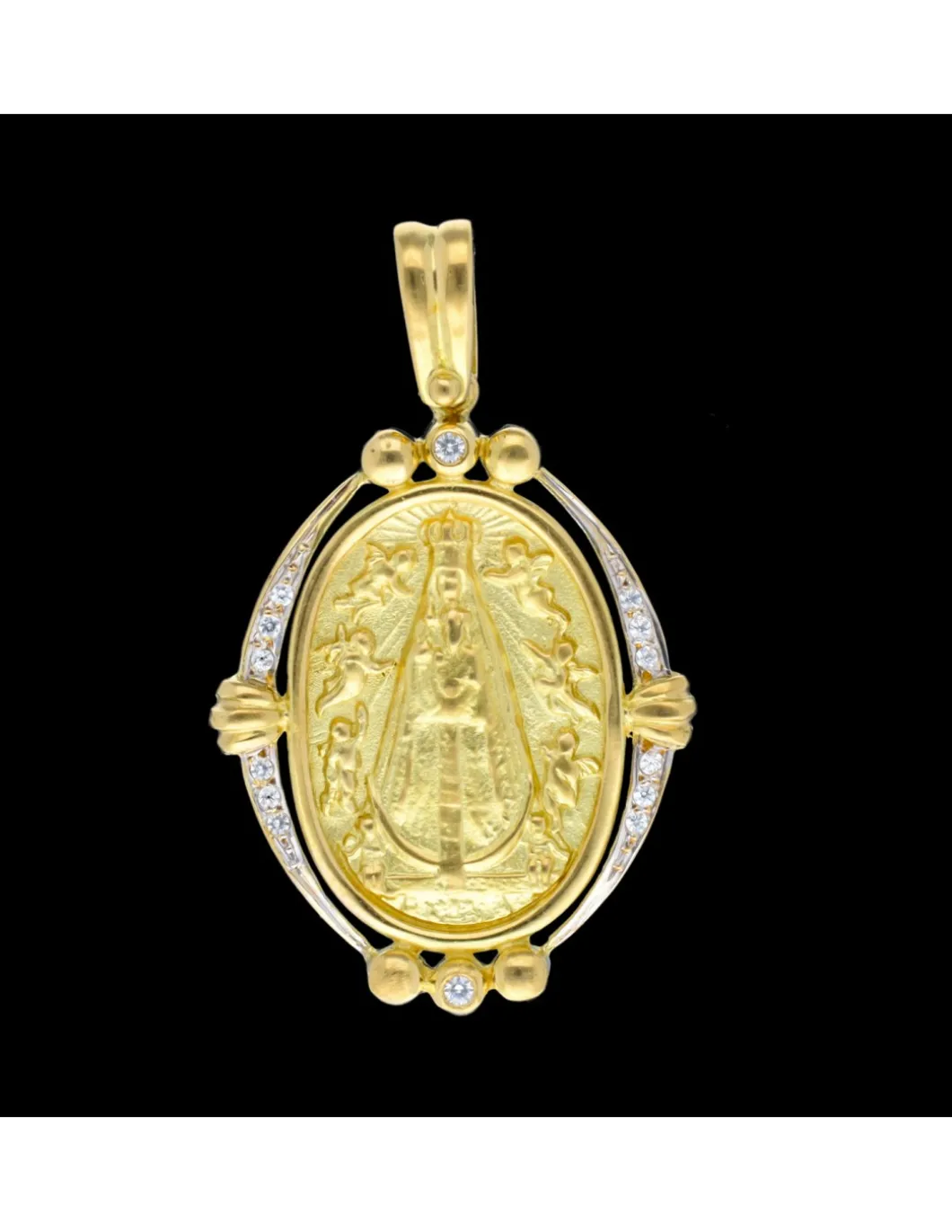 Colgante religioso con zirconitas oro amarillo 18kl
