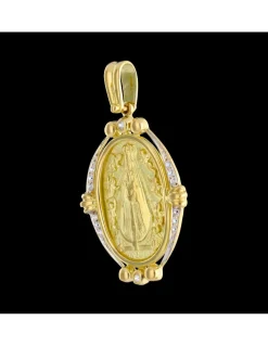 Colgante religioso con zirconitas oro amarillo 18kl