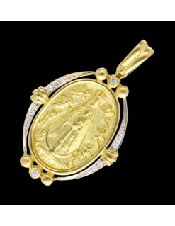 Colgante religioso con zirconitas oro amarillo 18kl