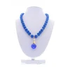 Gargantilla de oro amarillo con bolas azules y colgante Foca sobre bola azul y Perla