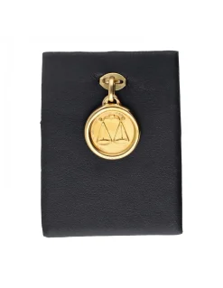 Pendiente de oro amarillo 18 K con diseño redondo y libra
